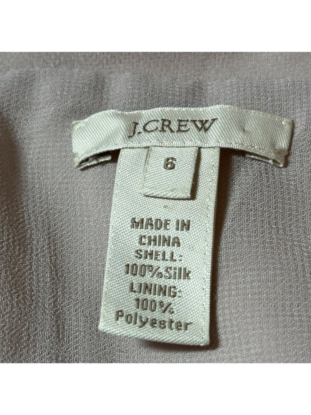J.Crew Silk Dress Size 6 Beige V-Neck Sleeveless A-Line Fully Lined Side Zipper - Picture 4 of 9